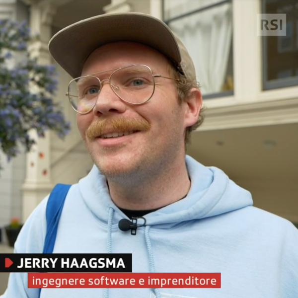 Photograph of Jerry giving an interview for RSI News.
